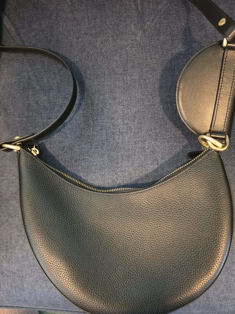 Kate Spade Duo Black Leather Crescent Crossbody Bag with Gold Hardware